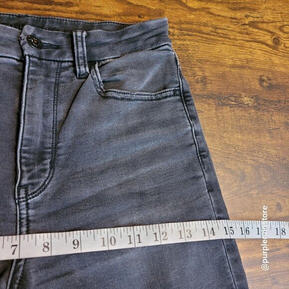 American Eagle Jeans 2 R Curvy Super Hi Rise Jegging Black Wash Denim Ripped - Picture 8 of 12